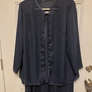 WOMEN'S SIZE 18W CHIFFON SLEEVELESS LAYERED DRESS WITH SHEER JACKET